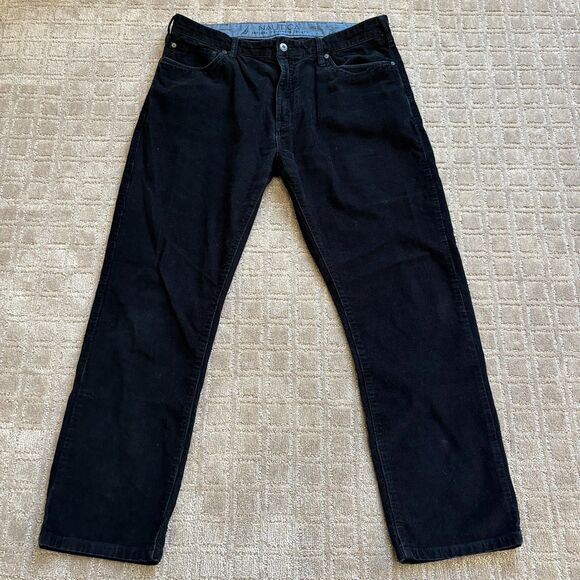 Nautica Corduroy Pants Men 36x30 Black Classic Fit Straight Leg Cabincore Casual - Picture 1 of 7